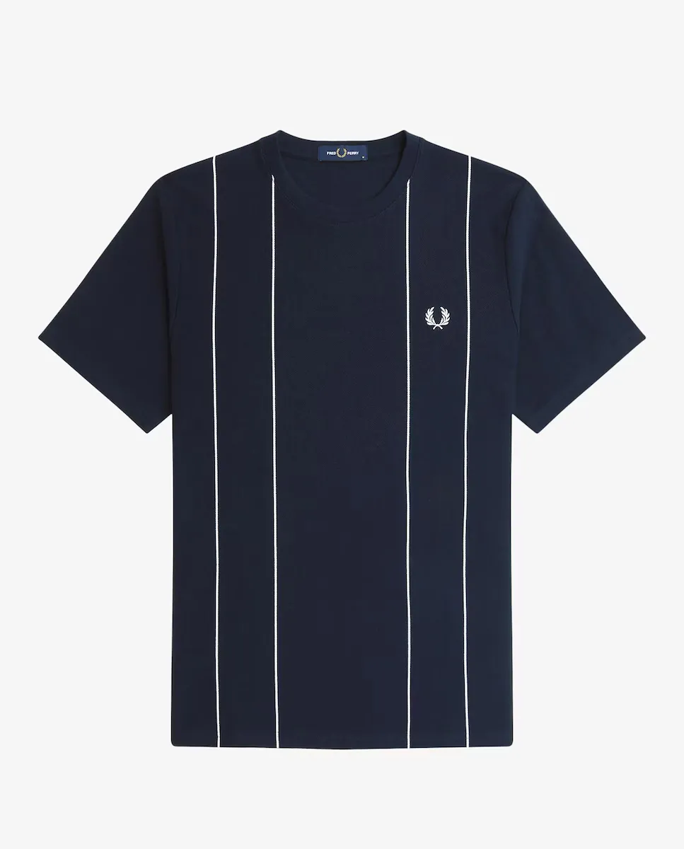 

Мужская футболка с коротким рукавом и вертикальными полосками Fred Perry, темно-синий