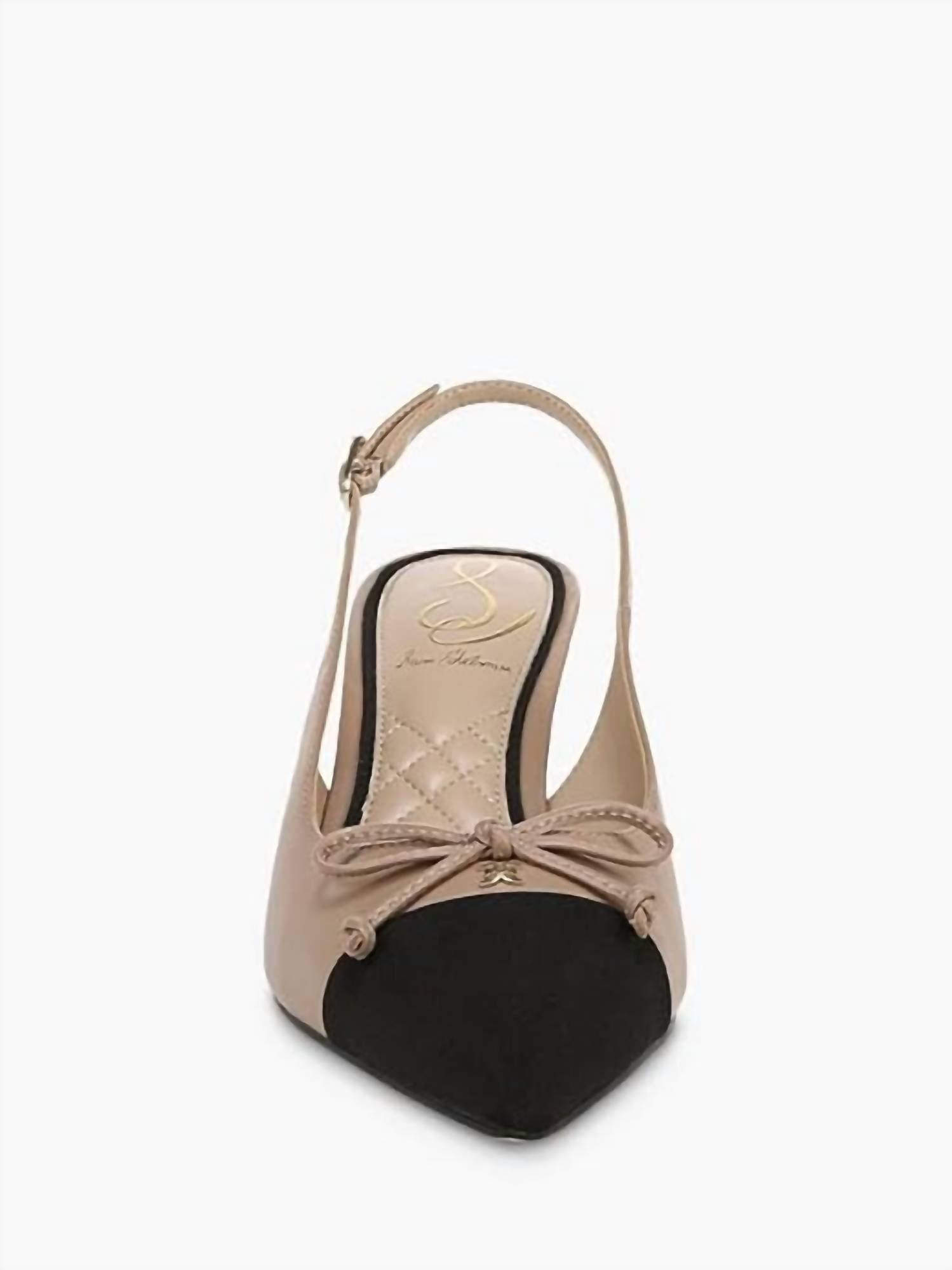 Женские туфли-лодочки Willette на каблуке в цвете "тан" и черной коже Sam Edelman — фото 2