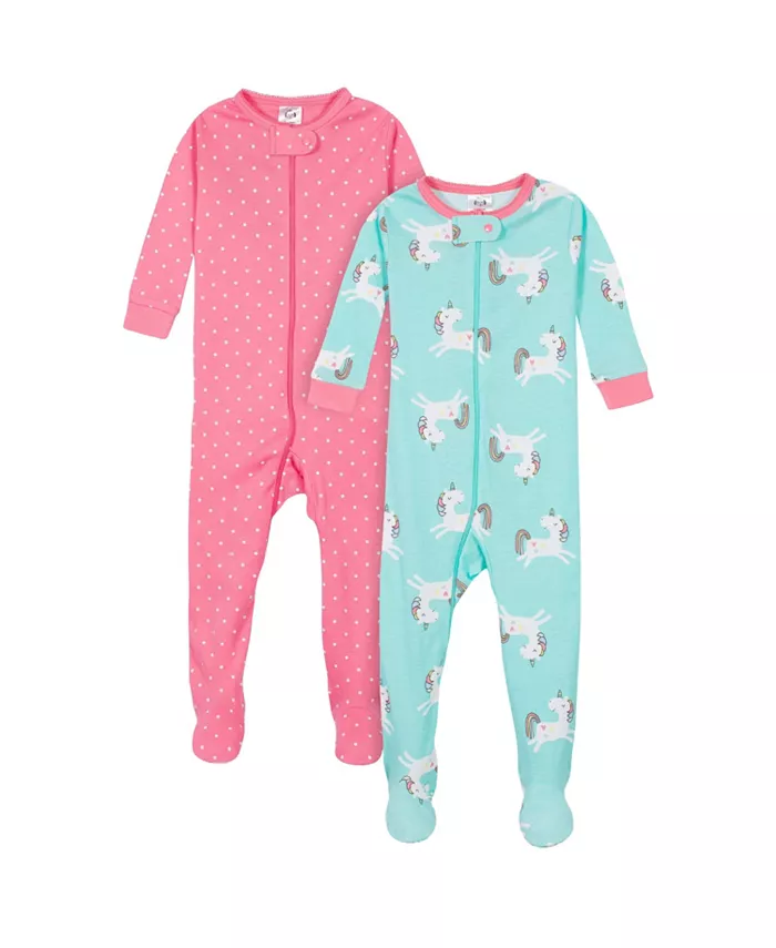 

Детские пижамы для девочек 2 шт, Snug Fit, с ножками, хлопок, Love, 0-3 месяцев Gerber, розовый