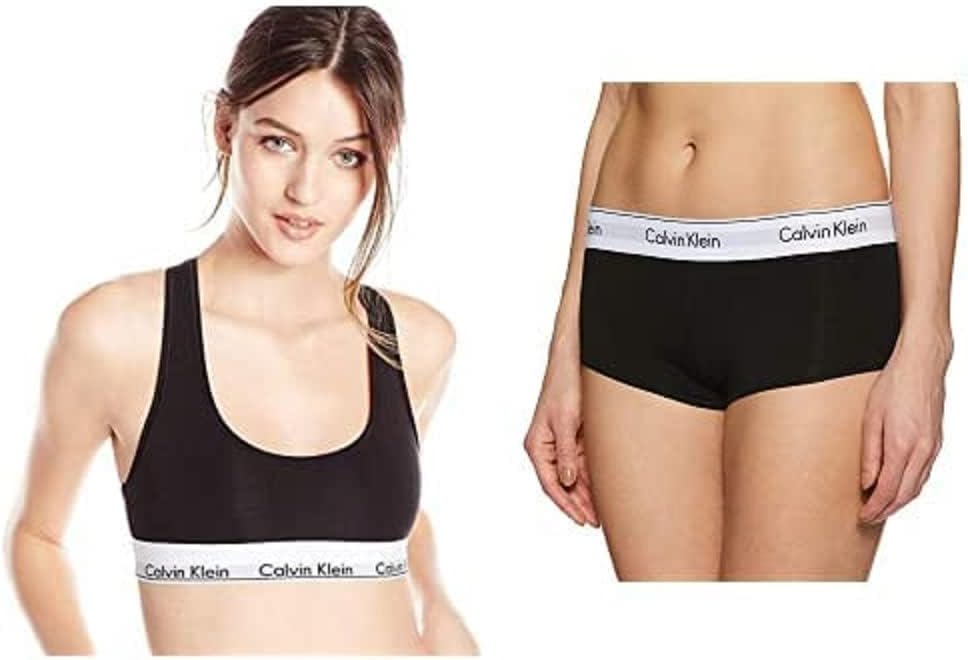 

Комплект Calvin Klein: женский современный хлопковый бюстгальтер-бралетт и шорты, Black