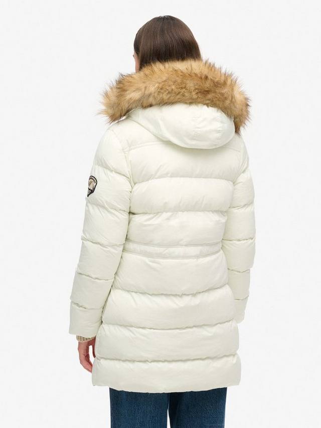 Пуховик из искусственного меха everest mid Superdry, белый — фото 2