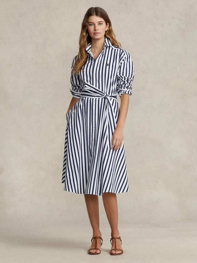 

Платье-рубашка в полоску с пони Ralph Lauren, темно-синий/белый