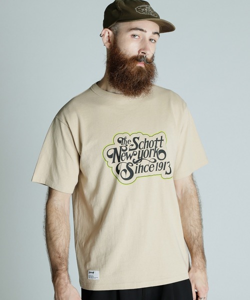 

Футболка с принтом, бренд Schott, цвет бежевый