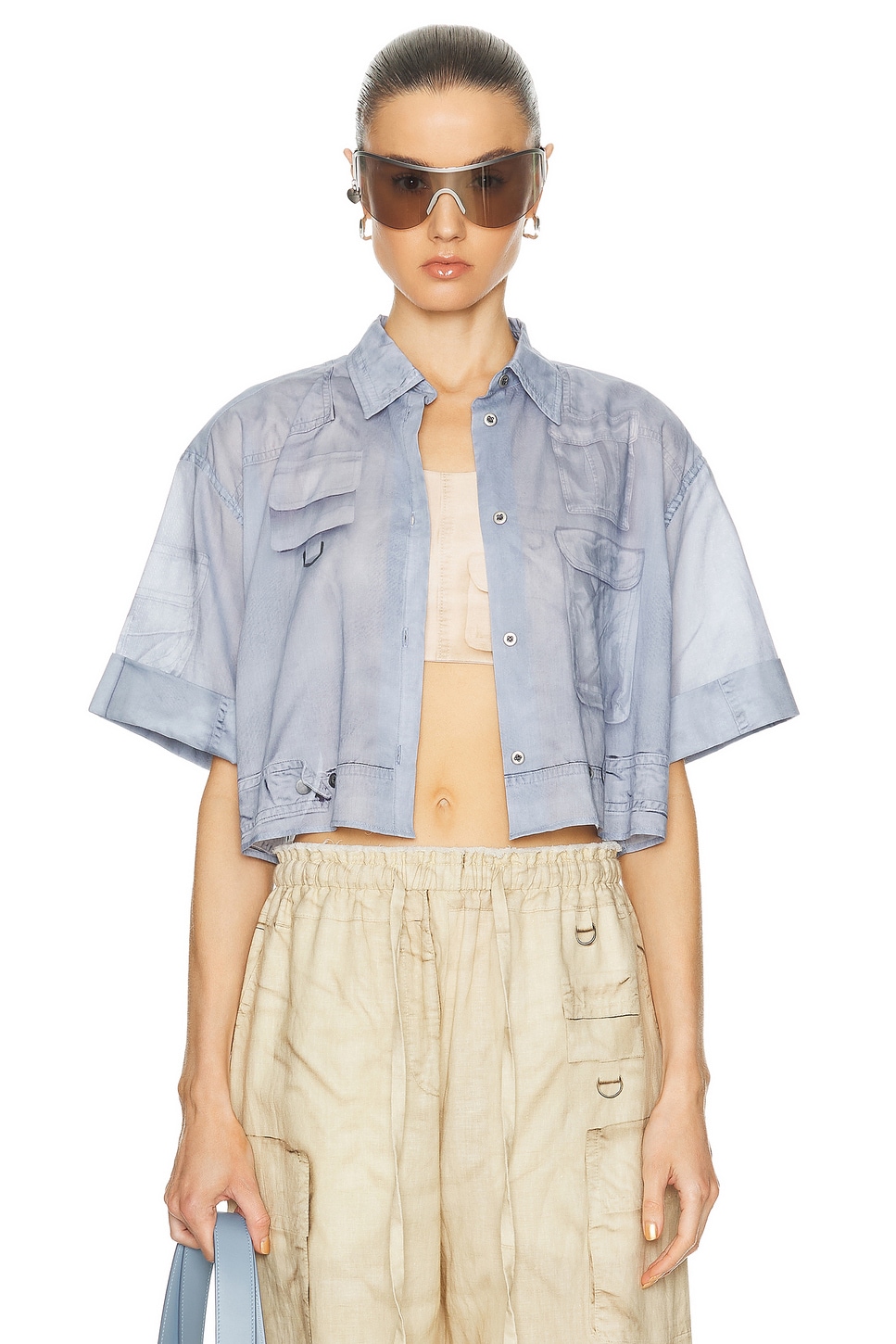 

Топ карго с короткими рукавами Shona Acne Studios, светло-голубой