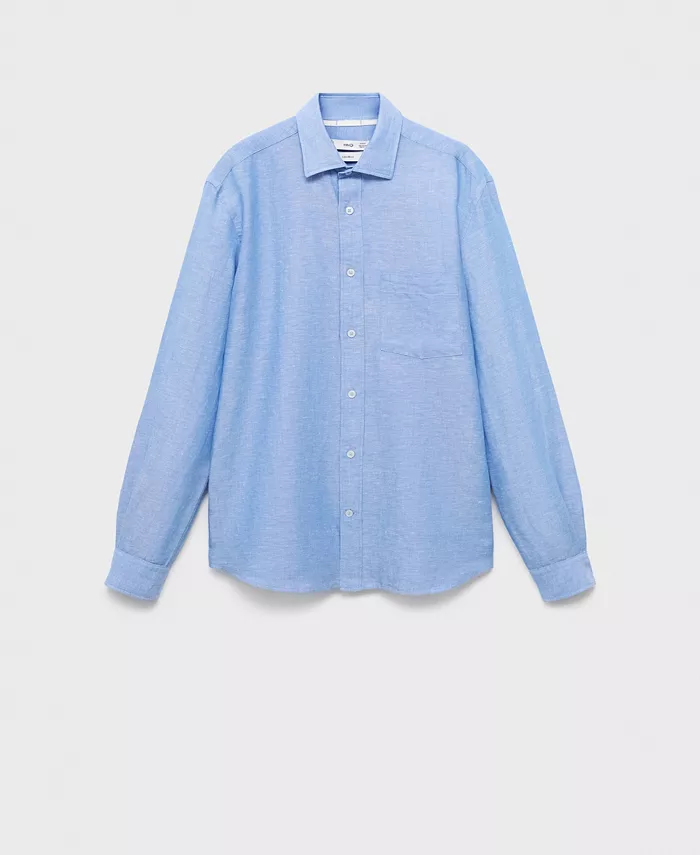 

Мужская льняная рубашка с карманом Mango, синий