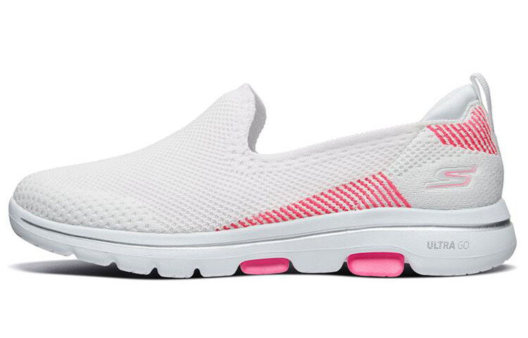 Слипоны Go Walk 5 женские с низким верхом, белые/розовые Skechers