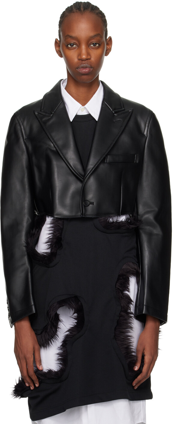 

Черная стеганая куртка из искусственной кожи Comme Des Garcons