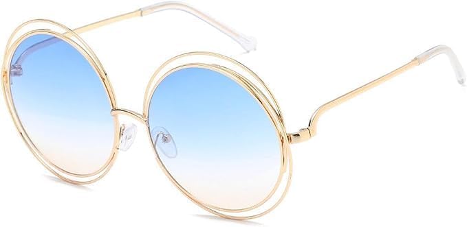 

Солнцезащитные очки с защитой от УФ-излучения UV400 для женщин и мужчин | Большая круглая оправа из сплава с полым каркасом | для занятий спортом на открытом воздухе QWBSER, 5