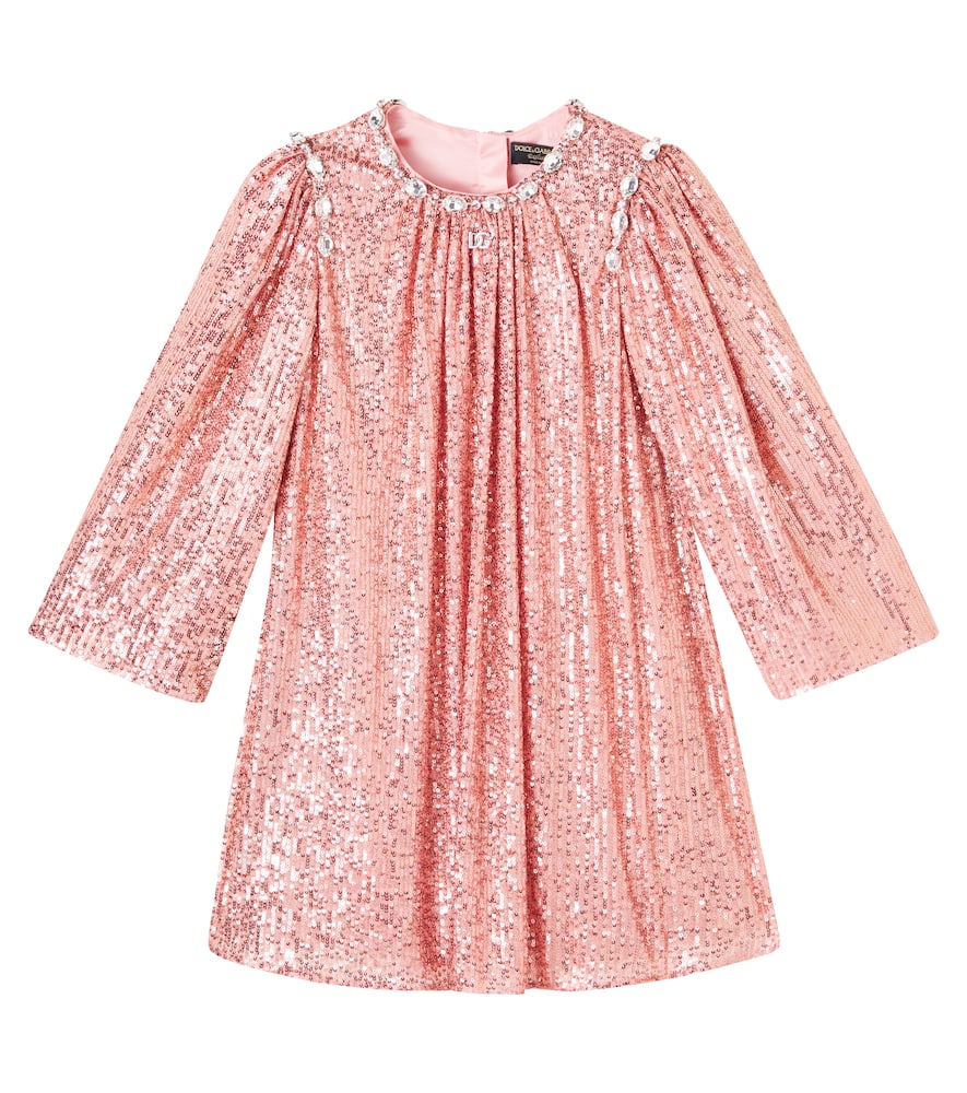 

Платье с пайетками и декором от DG Dolce&Gabbana Kids, Pink