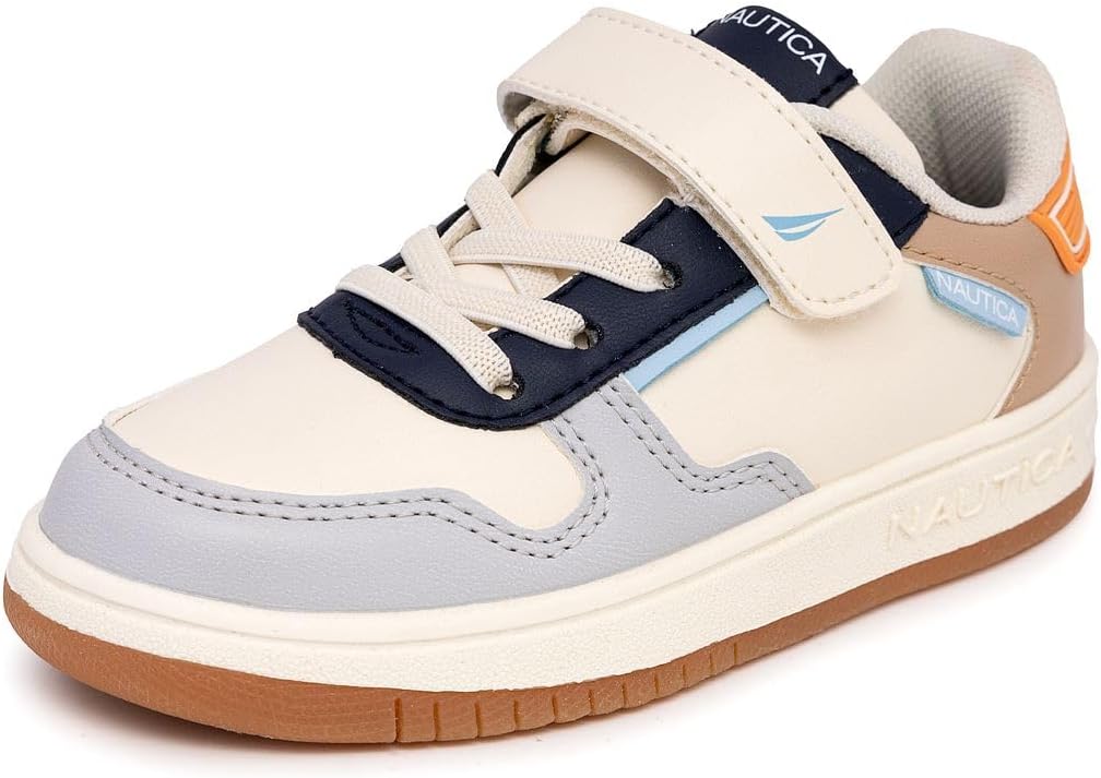 

Детские кроссовки Nautica с регулируемыми ремешками, Удобные повседневные кеды для мальчиков и девочек, малышей и маленьких детей, белый/синий/темно-синий