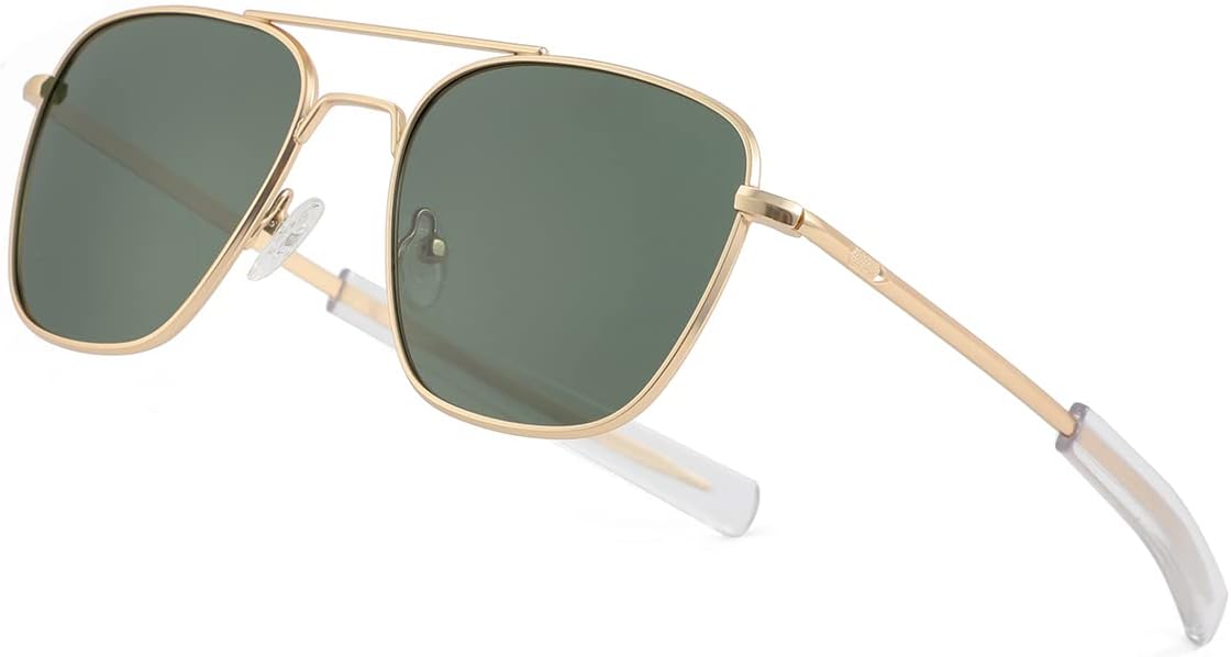 

Мужские поляризованные солнцезащитные очки-авиаторы JOVAKIT в стиле ретро, ​​милитари, пилотские, с заушниками типа "штык" и защитой от УФ-излучения UV400, A1 Gold/Green