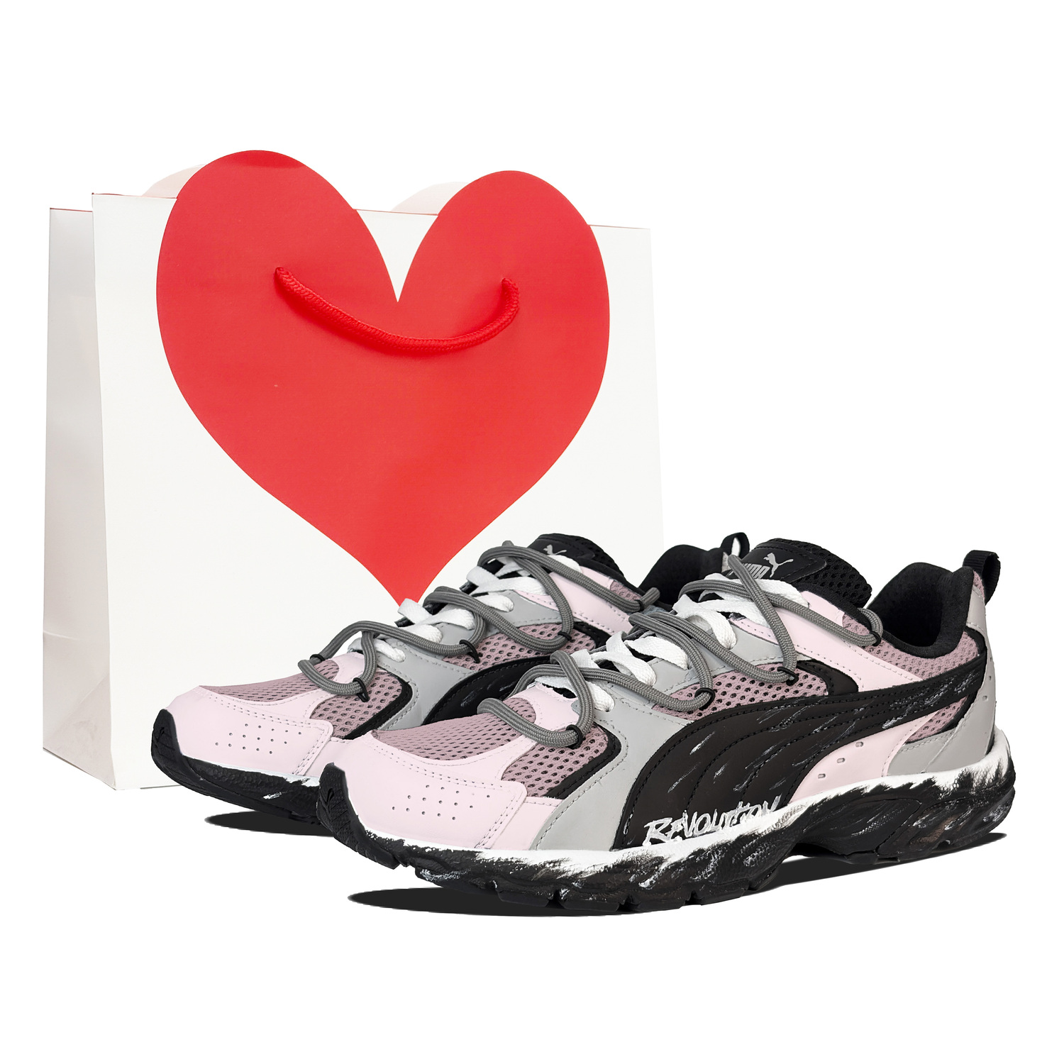 

PUMA Мужские и женские беговые кроссовки Milenio низкие устойчивые к истиранию дышащие серые розовые