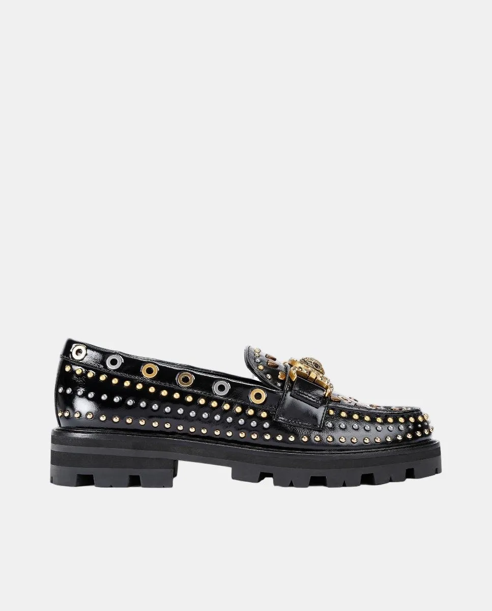Женские лоферы Masion Stud из кожи с заклепками Kurt Geiger, черный