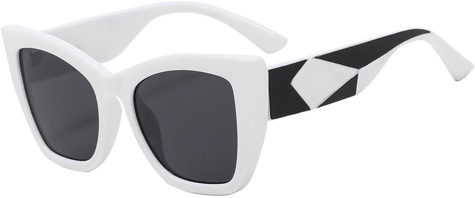 

Солнцезащитные очки «кошачий глаз» для мужчин и женщин, дорожные солнцезащитные очки в винтажном стиле ретро с защитой от УФ-излучения UV400, белые, один размер MTZJH, One Color