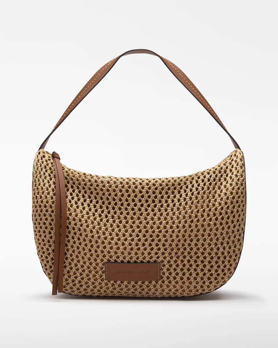 

Женская сумка через плечо для боулинга Medium с текстурой рафии Adolfo Dominguez, коричневый