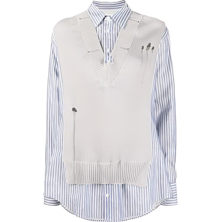 

Разрушенный сплисовый трикотаж Maison Margiela, синий белый