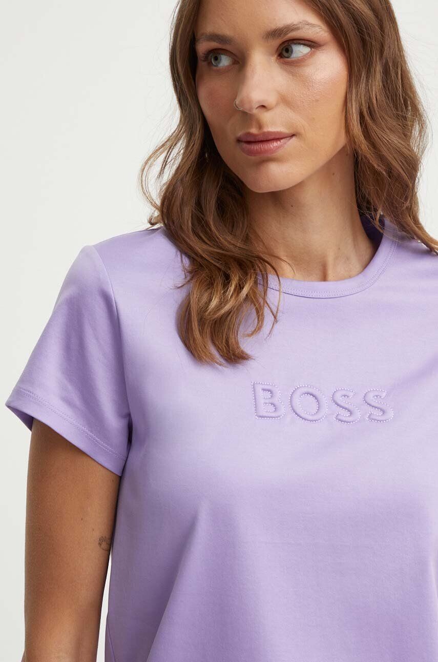 

Хлопковая футболка BOSS, фиолетовый