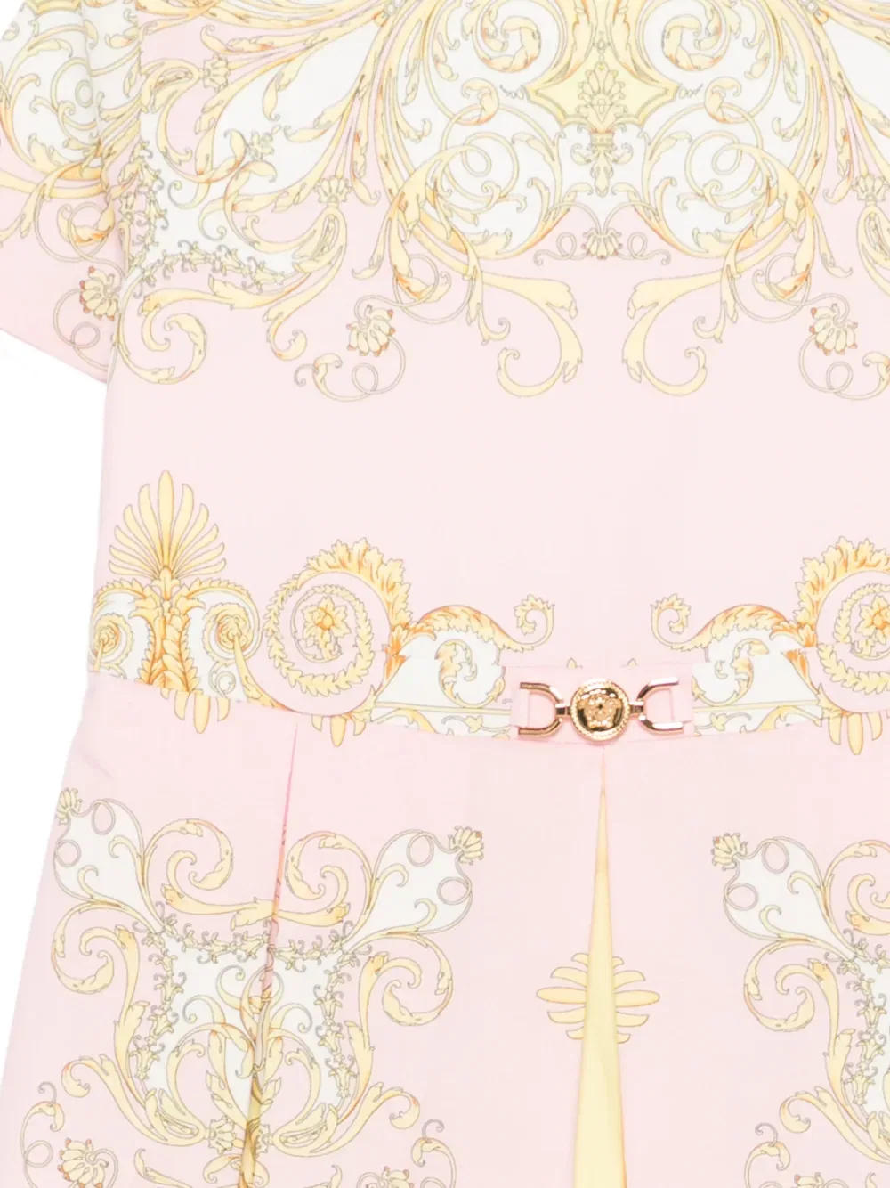 Платье с короткими рукавами и круглым вырезом в стиле барокко Versace Kids, розовый — фото 3