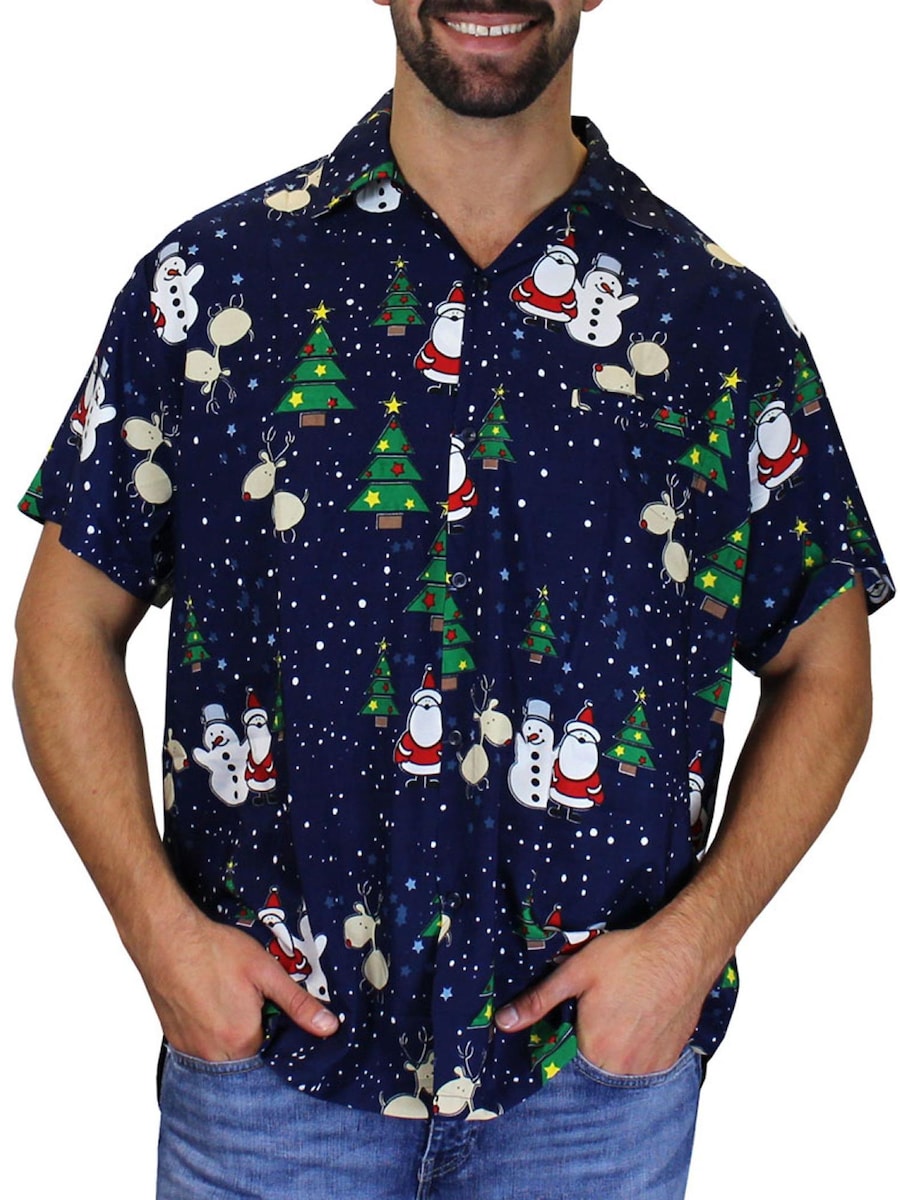 

Рубашка на пуговицах классического кроя King Kameha Christmas Buddies, синий