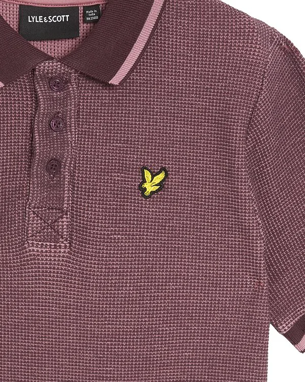 Двухцветная вафельная рубашка поло Lyle & Scott, Dusky Maroon — фото 3