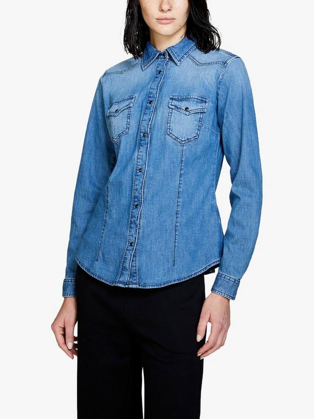 

Облегающая джимовая рубашка с эффектом стретч SISLEY, Mid Blue