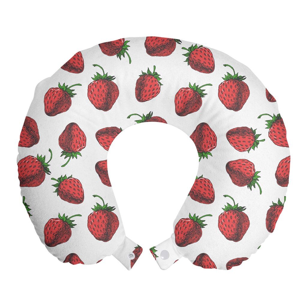 

ABAKUHAUS Red and Green Travel Pillow Подушка для шеи, свежие фрукты, пенопласт. Дорожные принадлежности для самолетов и автомобилей, 30x30 см, Зеленый Белый Красный