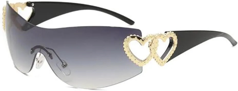 

Солнцезащитные очки FUK с цельной безрамочной конструкцией и двойными дужками, интегрированные линзы, защита от УФ-излучения, Black Foot Double Grey Flakes