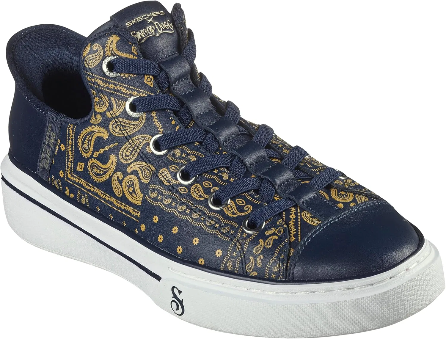 Туфли Skechers Snoop Dogg: Snoop One-Og Men's Canvas Hands Free Sneaker, Bandana Leather Navy Gold