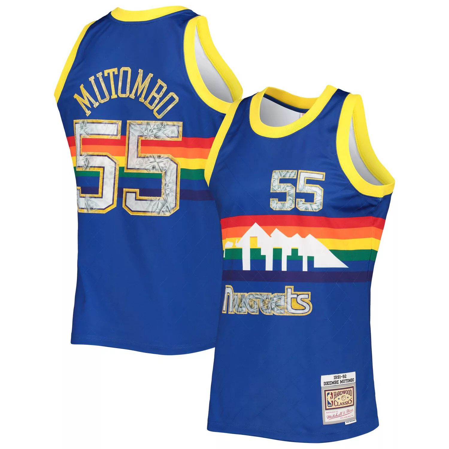 

Мужская майка Mitchell & Ness Dikembe Mutombo Royal Denver Nuggets 1991-92 Hardwood Classics, посвященная 75-летию Diamond Swingman