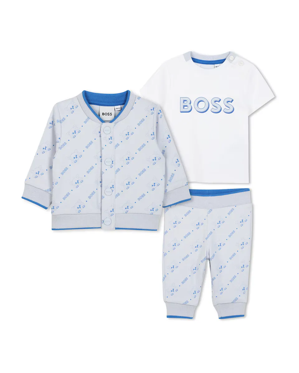 

Baby boy набор из 3 предметов синего хлопкового цвета BOSS Kidswear, голубой