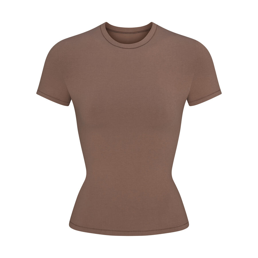 

Футболка SKIMS Cotton Jersey, цвет Truffle
