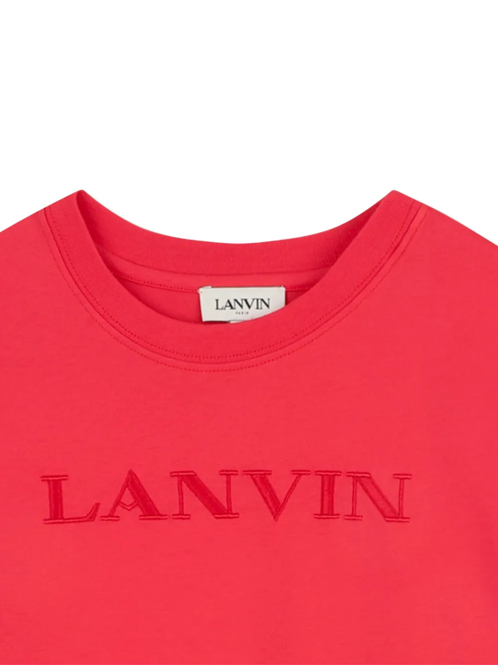Платье с короткими рукавами и тиснением Lanvin Enfant, красный — фото 3