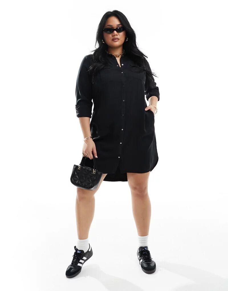 

Черное джинсовое платье-рубашка Vero Moda Curve