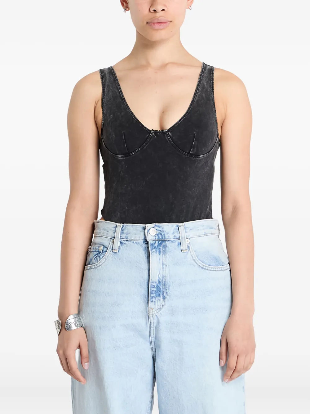 

Бесформенный боди без рукавов с эффектом кислотной стирки Patta, черный