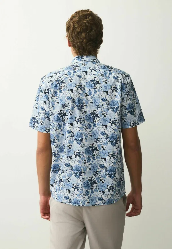 Рубашка Next Regular fit kew garden print short sleeve shirt, бело-голубой цветочный — фото 3