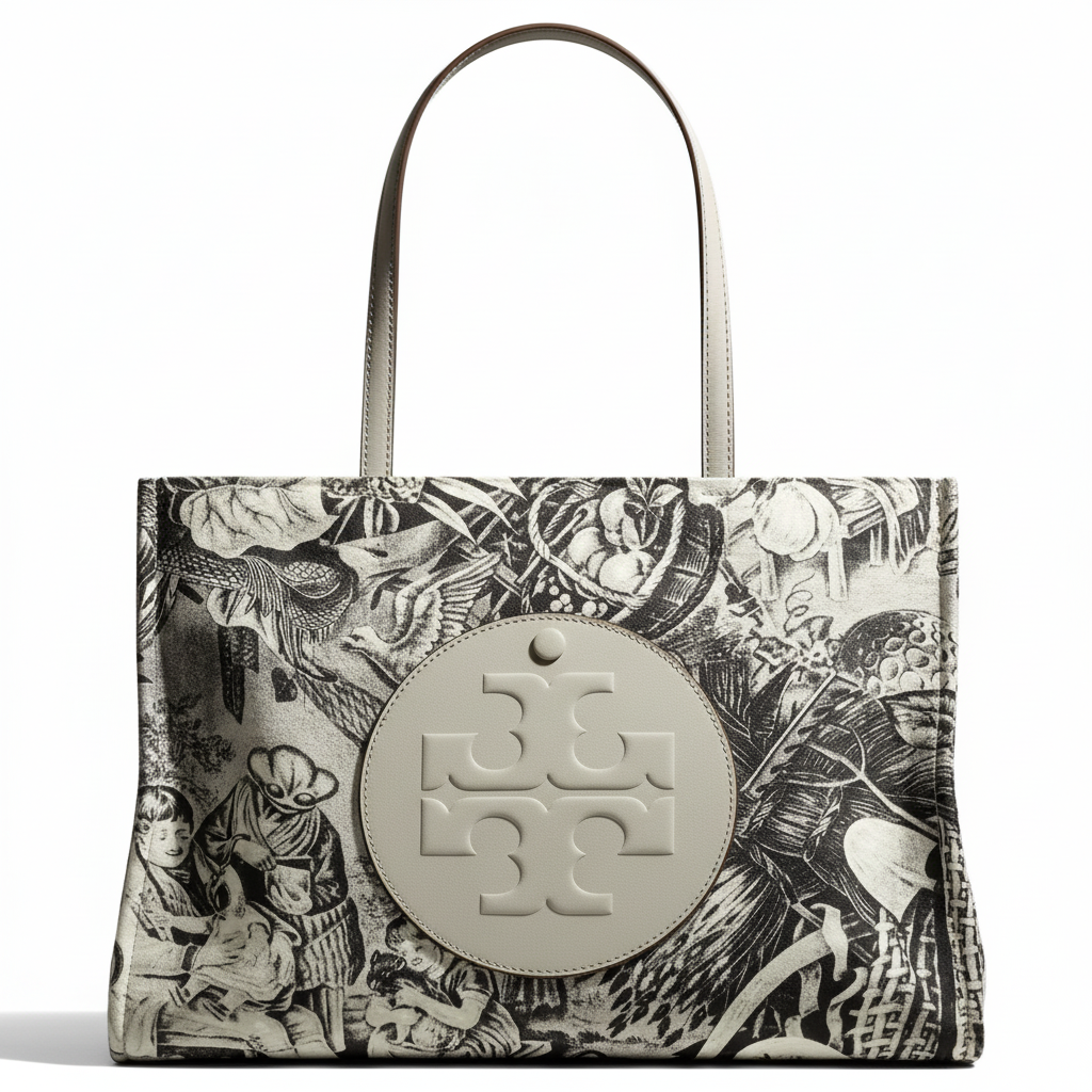 

Сумка-тоут Ella Fabric, Synthetic Leather, маленькая, женская, с принтом Alien TORY BURCH, basic set (bag+dust bag)