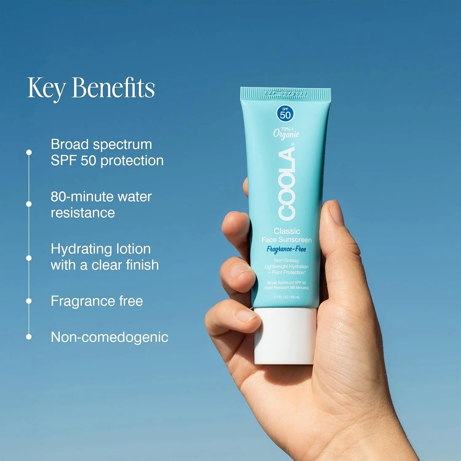 COOLA Органический солнцезащитный лосьон для лица SPF 50, протестирован дерматологами, обеспечивает ежедневную защиту кожи, подходит для веганов, не содержит глютена и отдушек. — фото 3