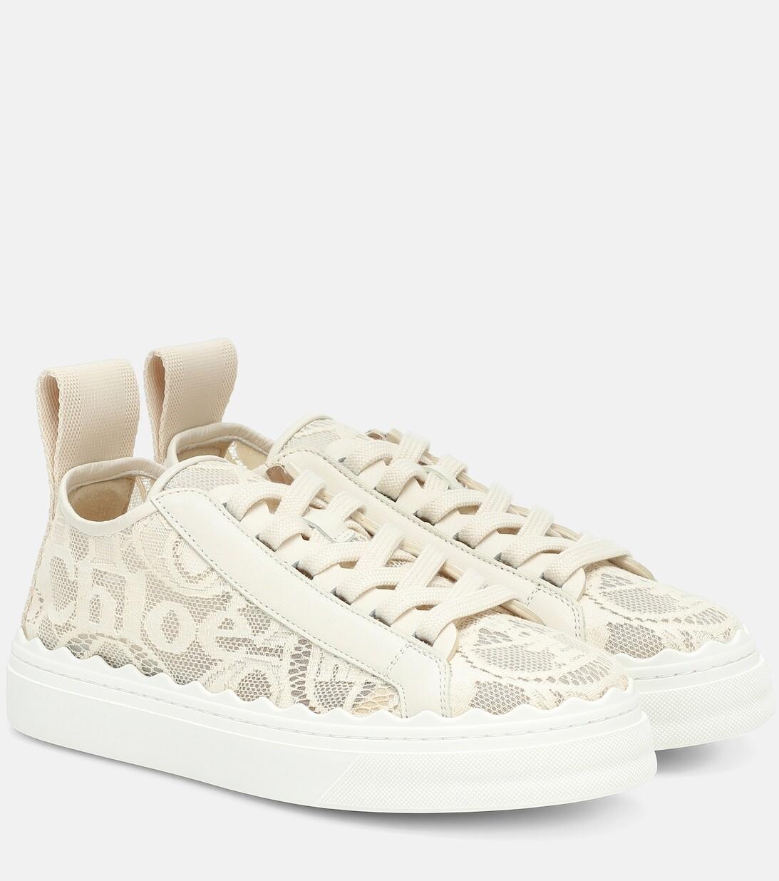 Кроссовки Lauren с кружевом Chloé, бежевый