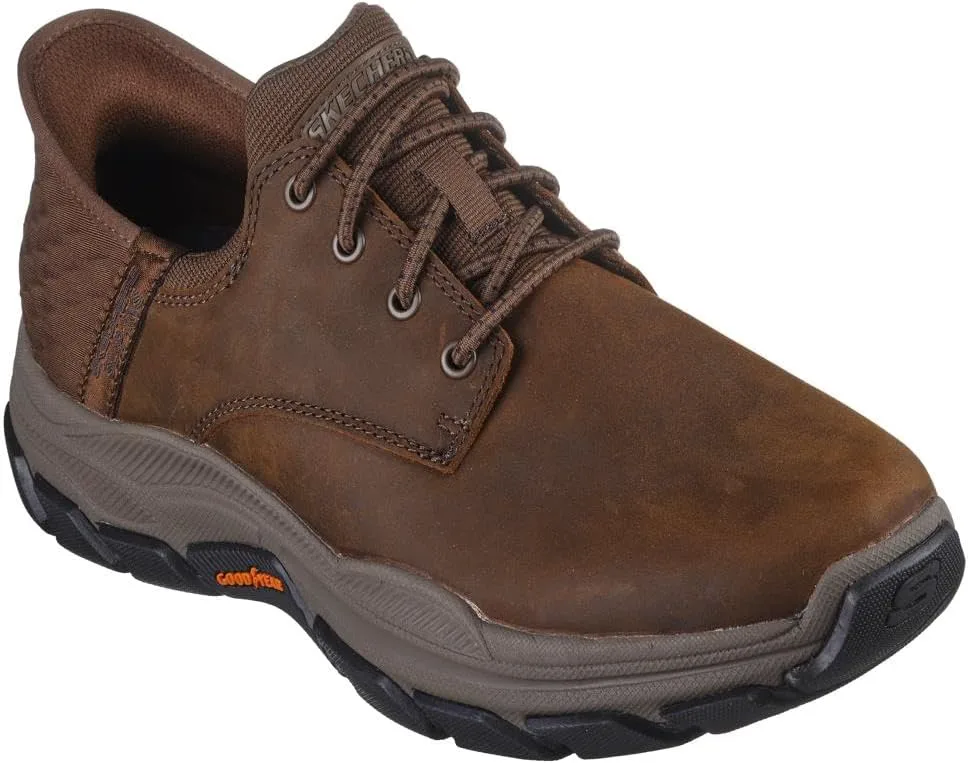 

Мужские слипоны Skechers USA Respected - Garrett из кожи с круглым носком и шнуровкой на резинке, темно-коричневый