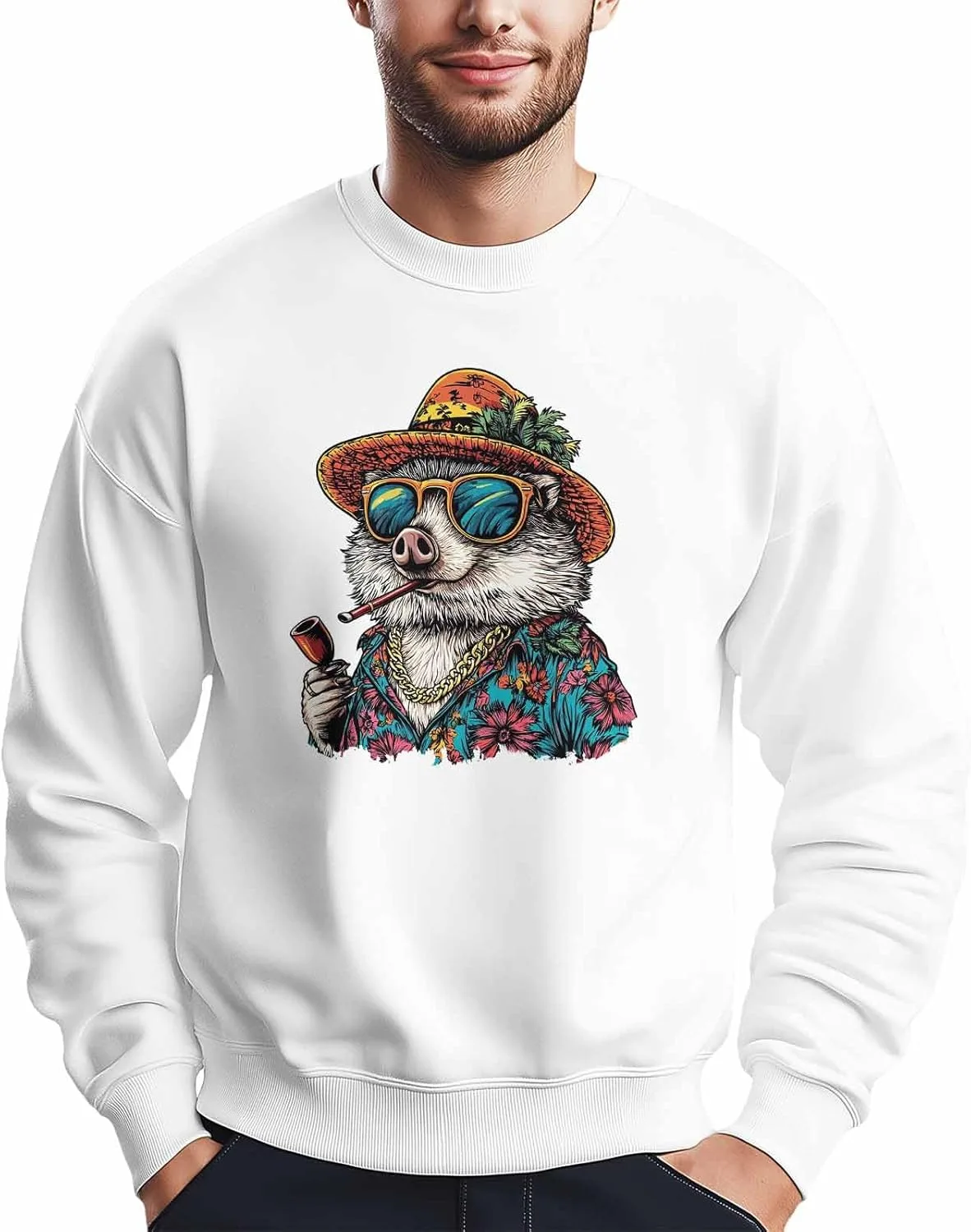 

Мужской свитшот с принтом ежика, Crewneck, Long Sleeve Winvebermior