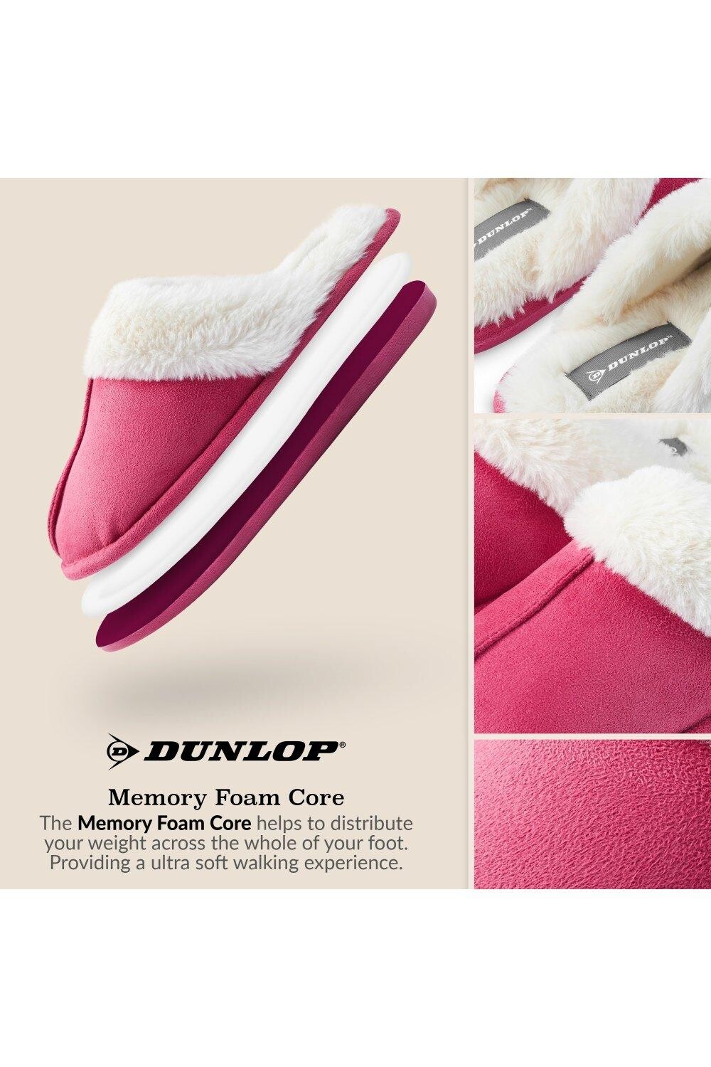 Домашние пушистые тапочки на толстой меховой подкладке Dunlop, розовый — фото 4