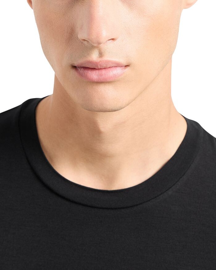 Emporio Armani Slim Fit Эластичная футболка с короткими рукавами и круглым вырезом с логотипом, черный — фото 4