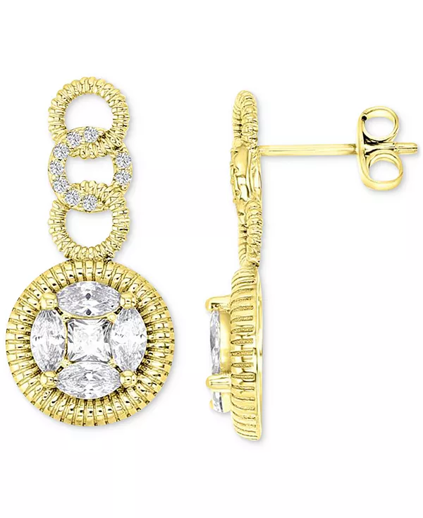 

Серьги-Подвески с несколькими кругами и многогранной ребристостью из кубического циркония Macy'S, gold