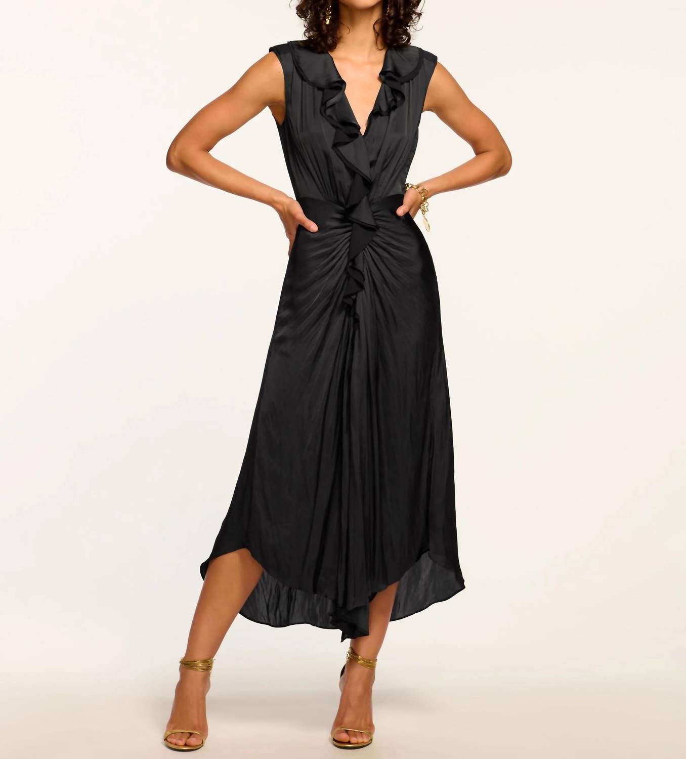 

Оливковое платье черного цвета Ramy Brook