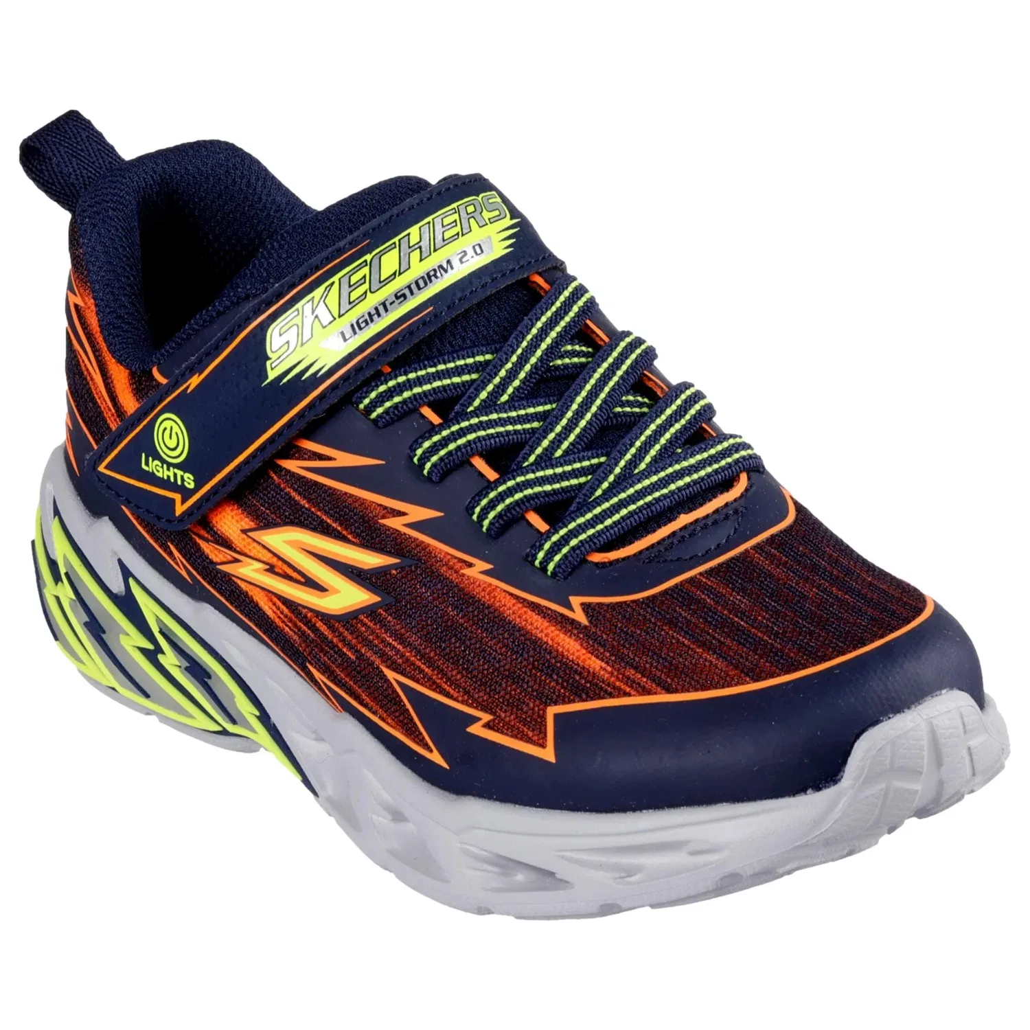 Skechers S Lights - Light Storm 2.0 - Bolt Brights Navy / Orange 400149L-NVOR Pre-School — фото 4