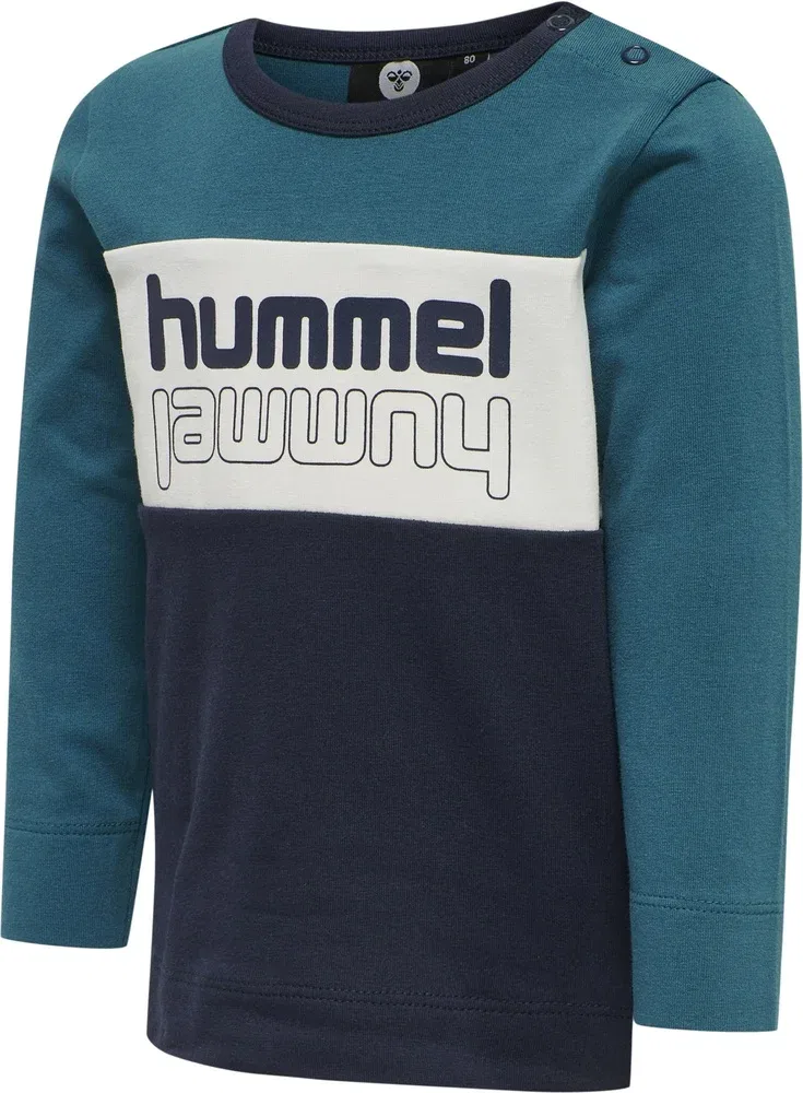 Футболка с длинным рукавом, цвет-блок, Hummel, синяя