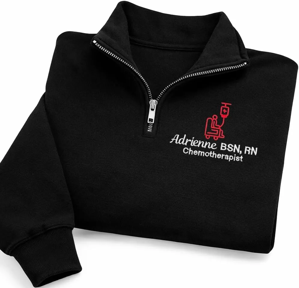 

LOVELYPOD Персонализированная вышитая толстовка на молнии для медсестры