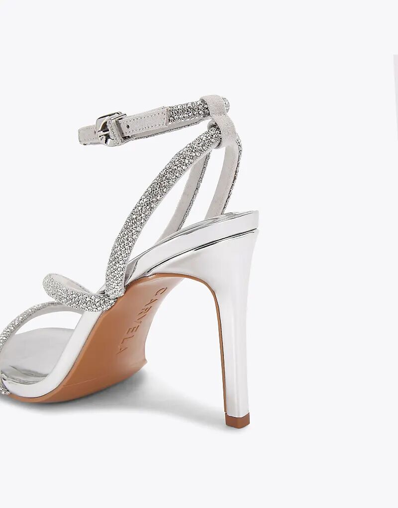 Босоножки на каблуке Carvela Paparazzi серебристого цвета — фото 3
