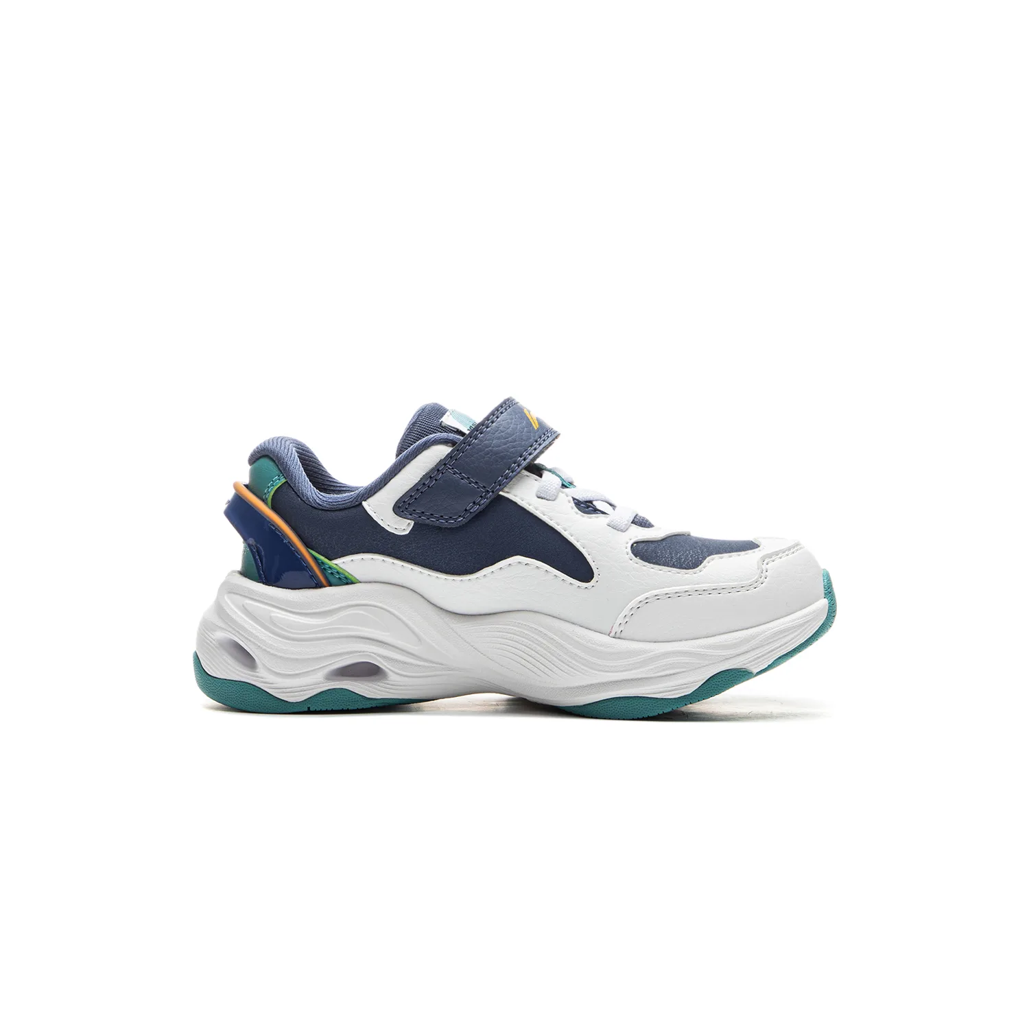 YOUNG Li-Ning YOUNG спортивная коллекция синтетическая кожа устойчивая к истиранию низкие детские повседневные кроссовки бело-синие — фото 3