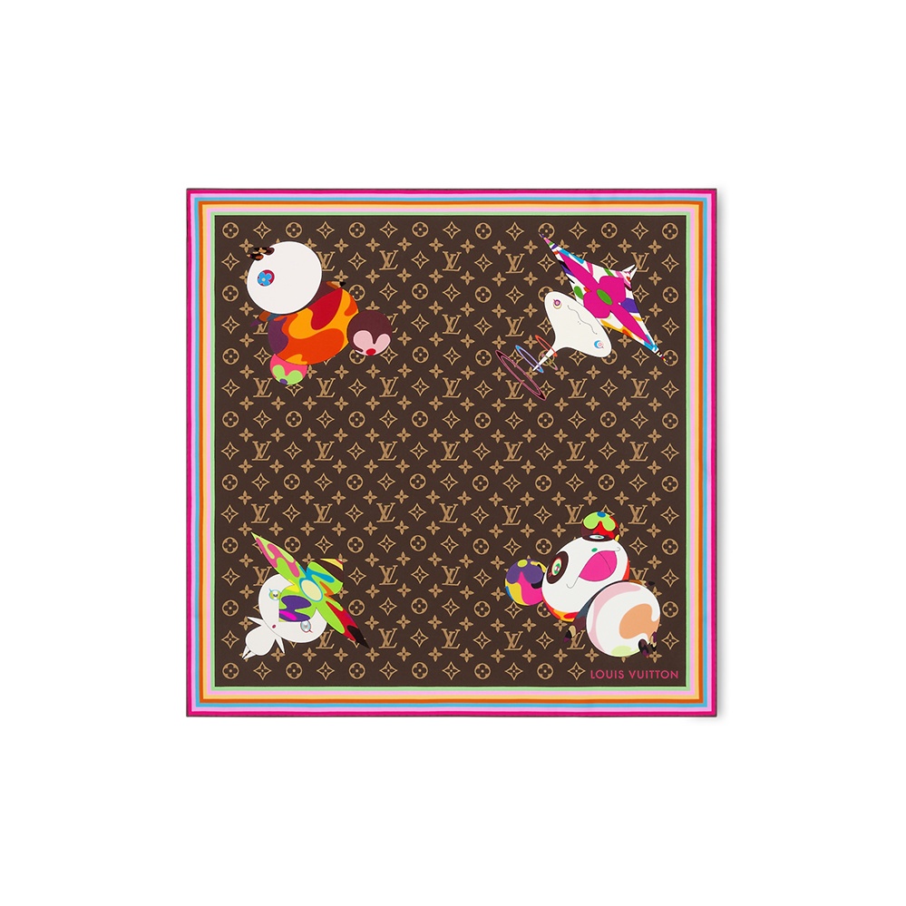 

LOUIS VUITTON Квадрат с монограммами и персонажами в стиле суперфлет, Brown